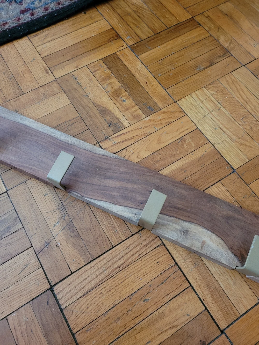Live Edge Walnut Coat Rack with Brass Hooks